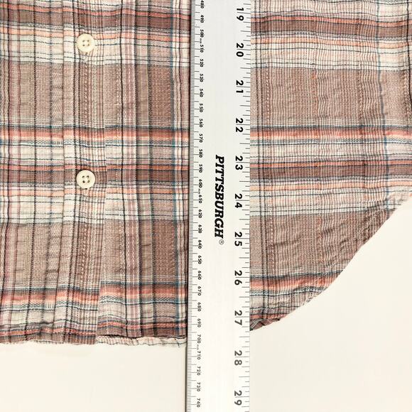NWOT CURRENT/ELLIOTT Top S Plaid Beige Brown Multi Pocket Long-Sleeve Cotton - Picture 14 of 16